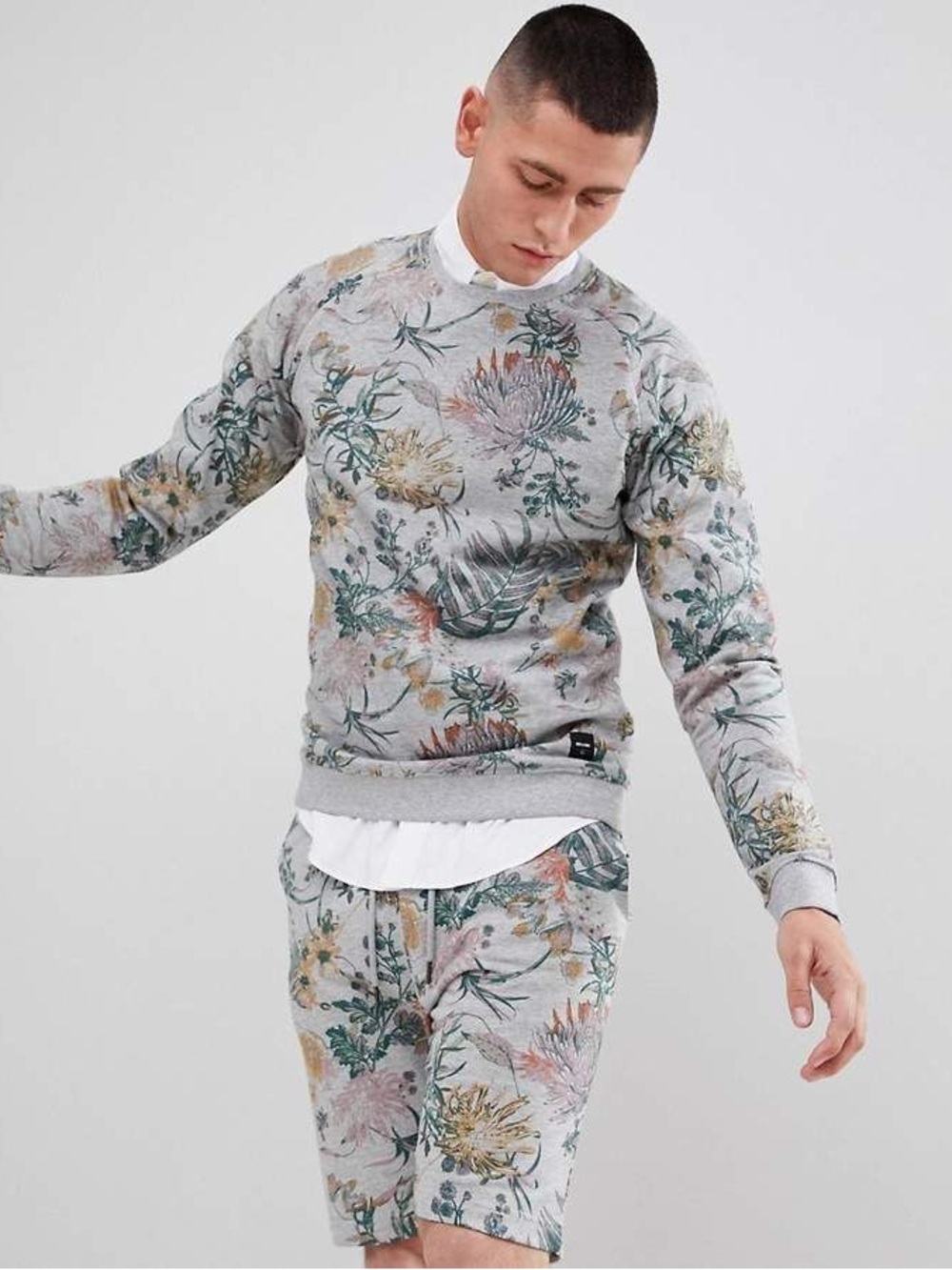 Only & Sons | Grey Floral Crewneck Sweater